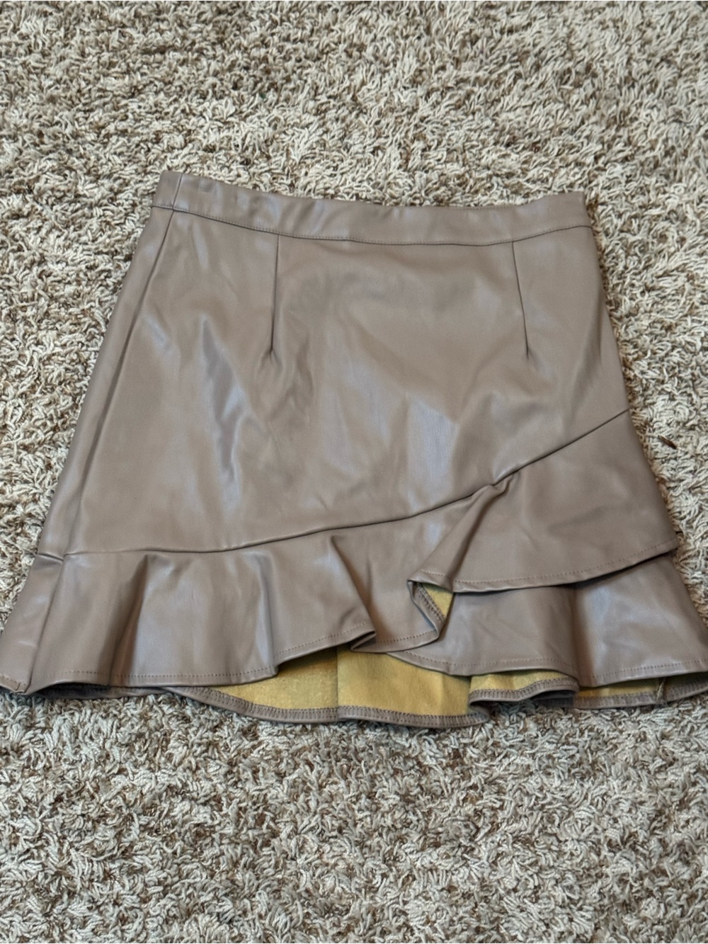 Forever 21 Taupe Faux Leather Ruffle-Hem Mini Skirt